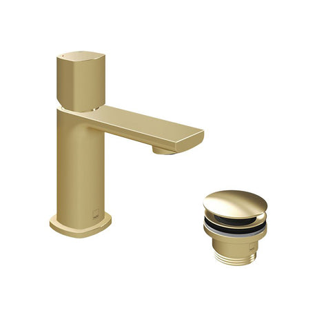 Vado Cameo Leverless Universal Waste For Low Pressure System Mini Mono Basin Mixer - Satin Brass - CAM-100M/CC-LP-SBR