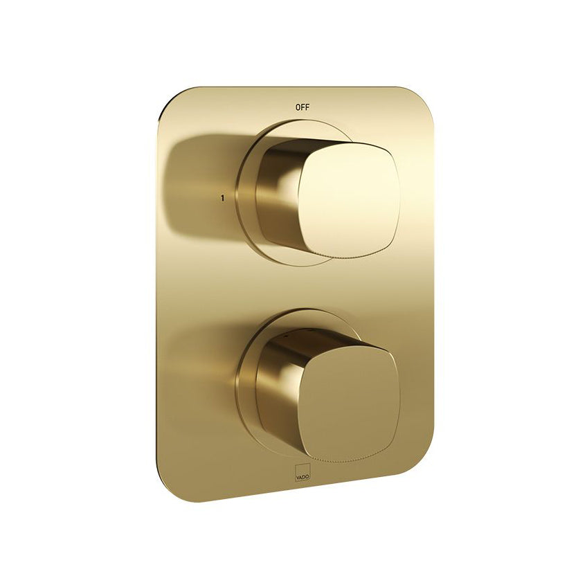 Vado Cameo 1 Outlet 2 Handle Concealed Thermostatic Valve - Satin Brass - CAM-148D-SBR