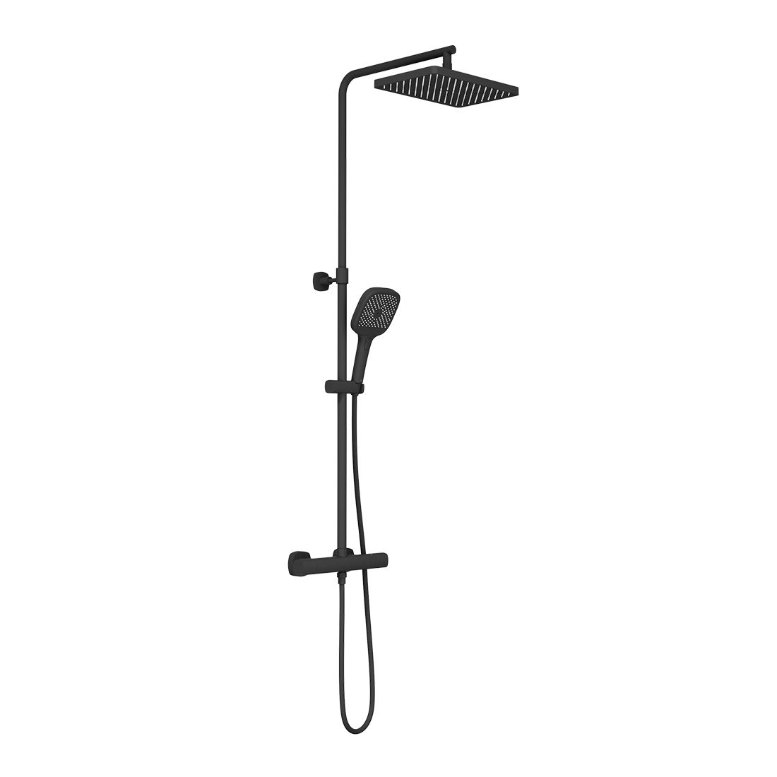 Vado Cameo Wall Mounted Thermostatic Exposed Shower Column - Matt Black - CAM-149T-RRK-MB
