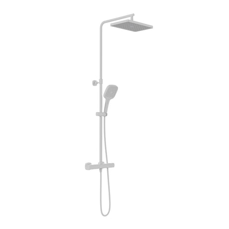 Vado Cameo Wall Mounted Thermostatic Exposed Shower Column - Matt White - CAM-149T-RRK-MW