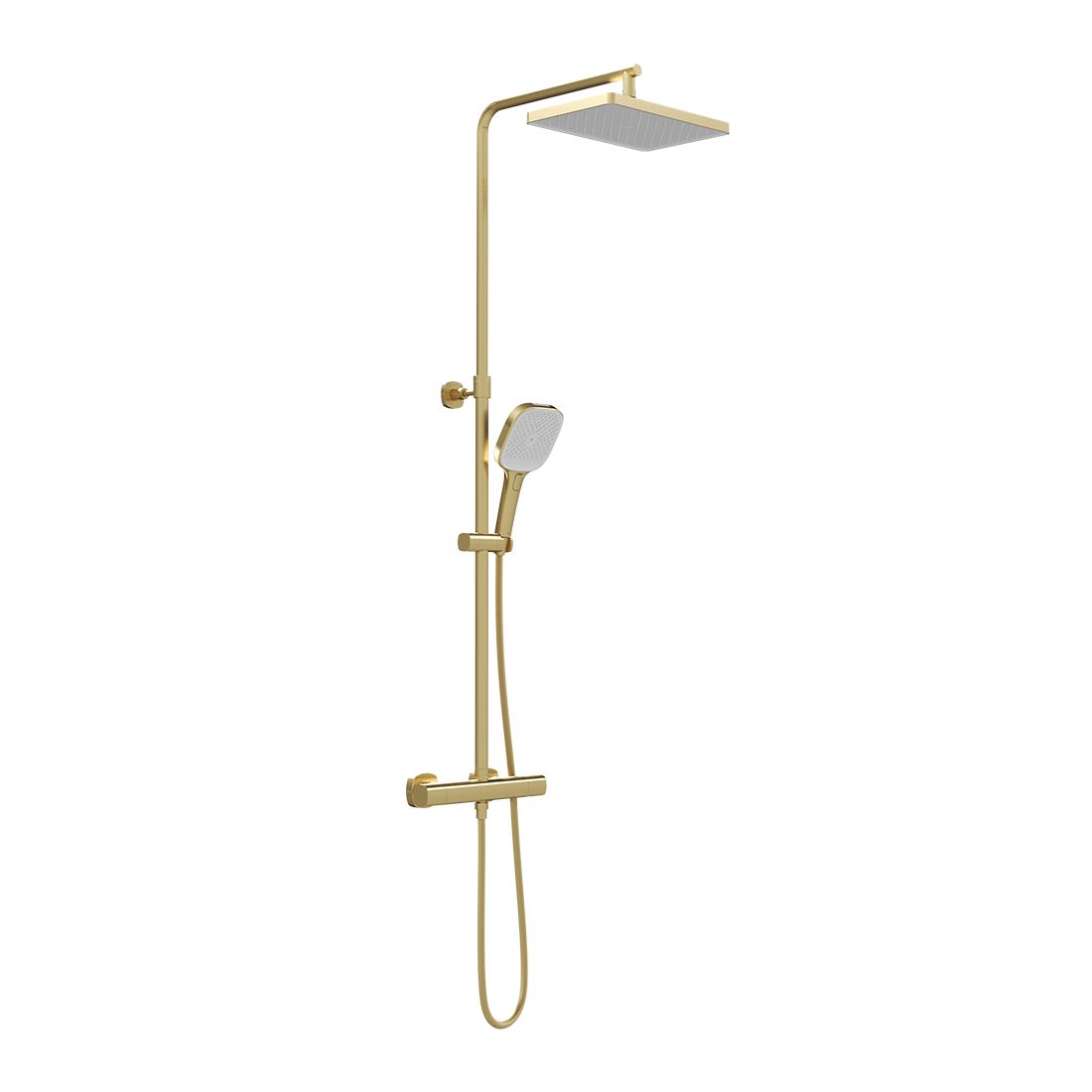 Vado Cameo Wall Mounted Thermostatic Exposed Shower Column - Satin Brass - CAM-149T-RRK-SBR
