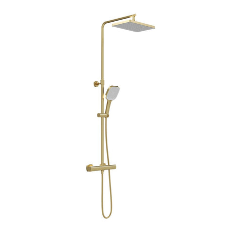 Vado Cameo Wall Mounted Thermostatic Exposed Shower Column - Satin Brass - CAM-149T-RRK-SBR