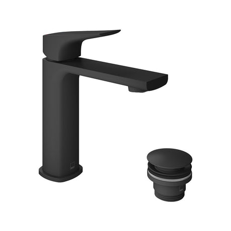 Vado Cameo Lever Mono Basin Mixer for Low Pressure System and Universal Basin Waste - Matt Black - CAM-200/CC-LP-MB