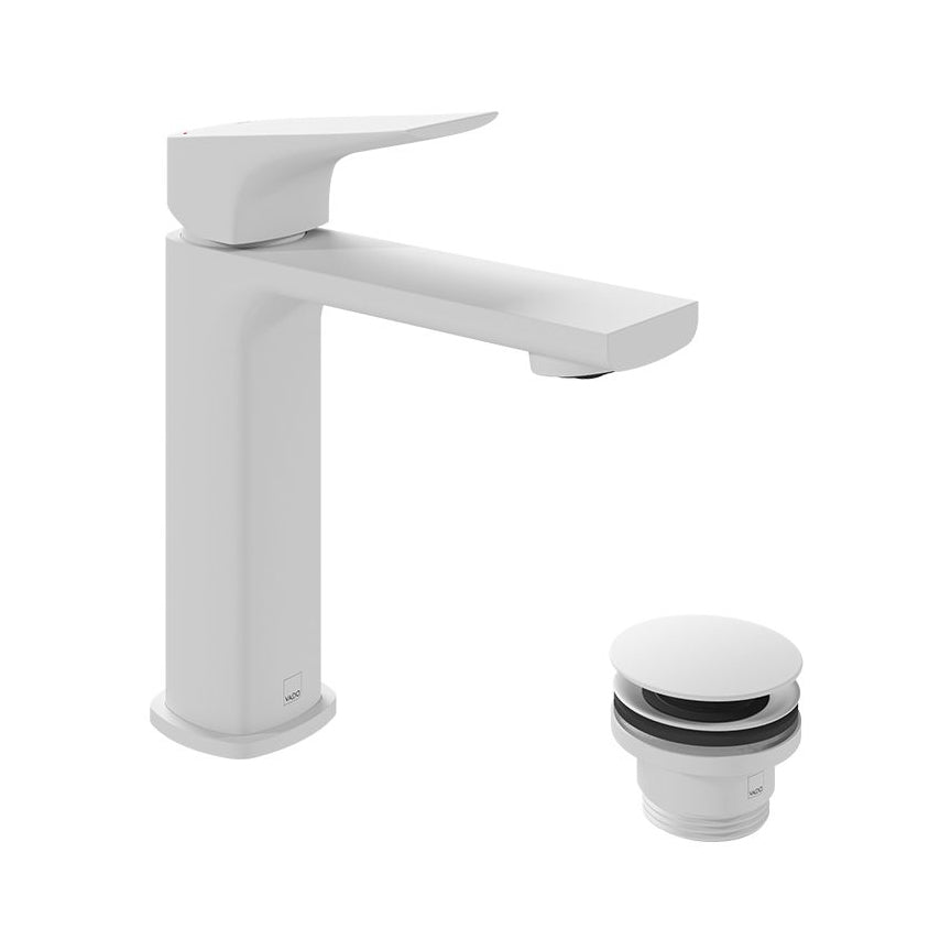 Vado Cameo Lever Mono Basin Mixer and Universal Basin Waste - Matt White - CAM - 200/CC - MW - TAP 'N' SHOWER