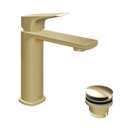Vado Cameo Lever Mono Basin Mixer and Universal Basin Waste - Satin Brass - CAM-200/CC-SBR
