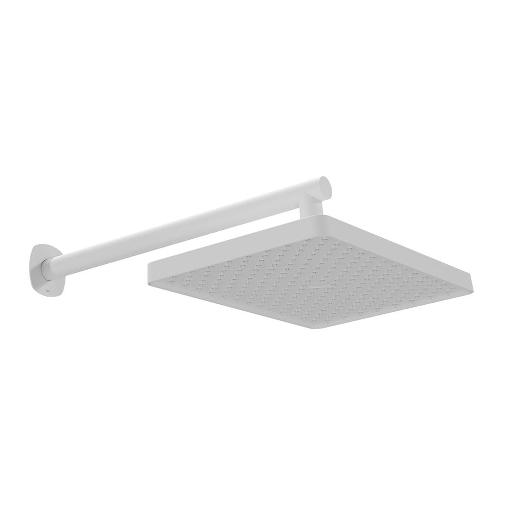 Vado Cameo Fixed Rectangular Shower Head With Wall Mounted Arm - Matt White - CAM - HEAD/SA - MW - TAP 'N' SHOWER