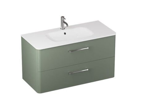Britton Camberwell 2 Drawer Wall Hung Vanity Unit 1000mm - Earthy Green - C100DDG