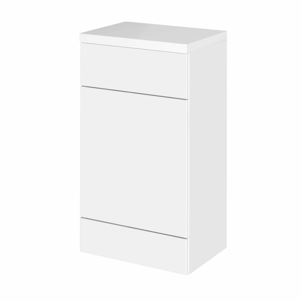 Hudson Reed Fusion modern gloss white WC unit with polymarble worktop, 500mm wide bathroom storage cabinet