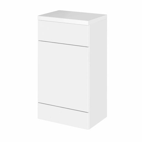 Hudson Reed Fusion modern gloss white WC unit with polymarble worktop, 500mm wide bathroom storage cabinet