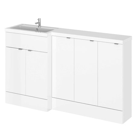 Hudson Reed Fusion 5 Doors LH Combination Unit with 300mm rectangular base units in gloss white bathroom furniture