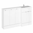 Hudson Reed Fusion Modern gloss white bathroom combination unit with five doors and integrated sink, 1500mm wide