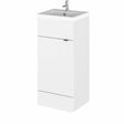 Hudson Reed Fusion 400mm wide gloss white floor standing vanity unit with rectangular basin and soft-close door