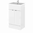 Hudson Reed Fusion 2 doors floor standing vanity unit with 500mm wide gloss white finish and rectangular basin