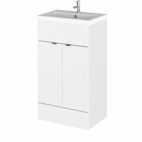 Hudson Reed Fusion 2 doors floor standing vanity unit with 500mm wide gloss white finish and rectangular basin