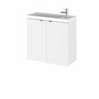 Hudson Reed Fusion wall hung gloss white vanity unit with 2-door cabinet and 600mm rectangular compact basin