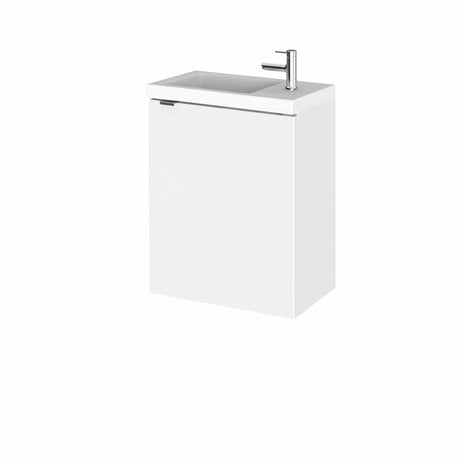 Hudson Reed Fusion wall hung 1-door vanity unit with 400mm gloss white rectangular basin