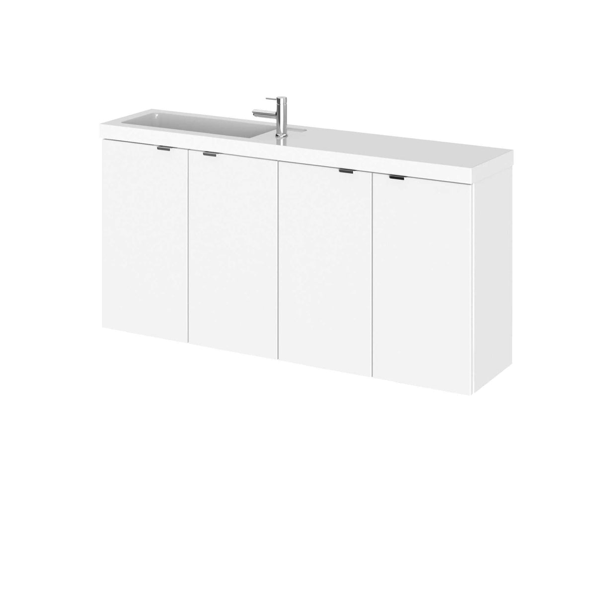 Hudson Reed Fusion gloss white 1000mm wide bathroom combination unit with four doors and integrated sink