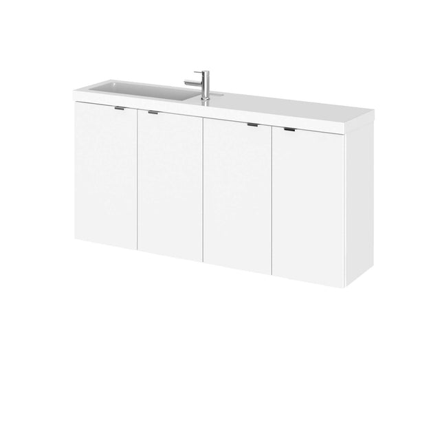 Hudson Reed Fusion gloss white 1000mm wide bathroom combination unit with four doors and integrated sink