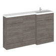 Hudson Reed Fusion RH 3-door bathroom combination unit with 500mm WC and sink in brown grey Avola finish, 1500mm wide