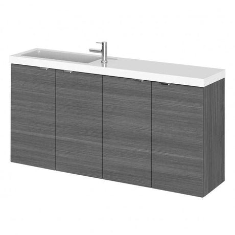 Hudson Reed Fusion compact 4-door bathroom unit in brown grey Avola with integrated sink and 1000mm width
