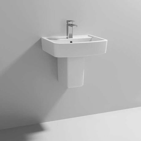 Nuie Bliss White Contemporary 520mm 1 Tap Hole Basin & Semi Pedestal -