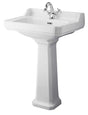 Hudson Reed Richmond white square basin with comfort height full pedestal and single tap hole design