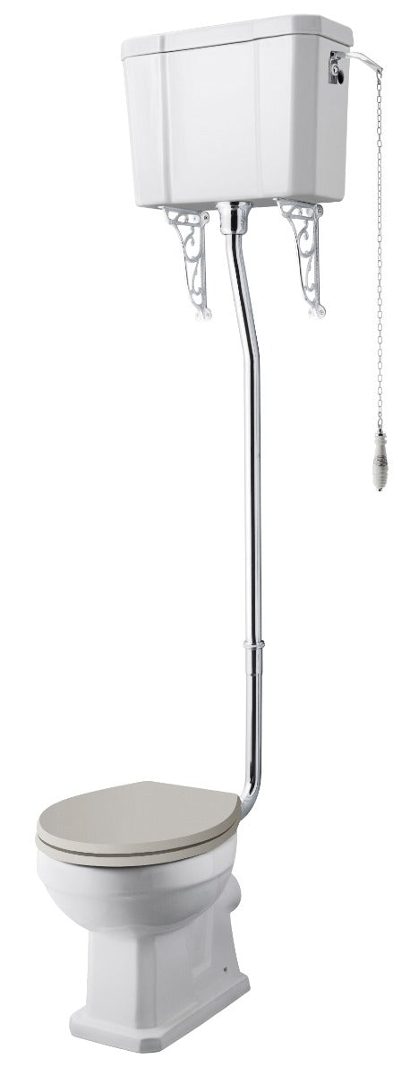 Launde Abbey Richmond Comfort Height High Level WC and Flush Pipe - White