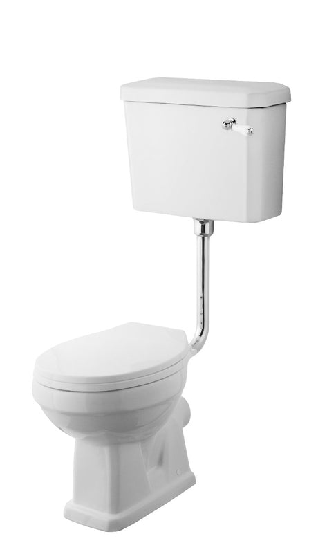 Launde Abbey Carlton Low Level Pan with Cistern and Flush Pipe Kit - White