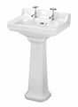 Nuie Carlton White Traditional 560mm Basin & Pedestal (2 Tap Hole) - CCT004