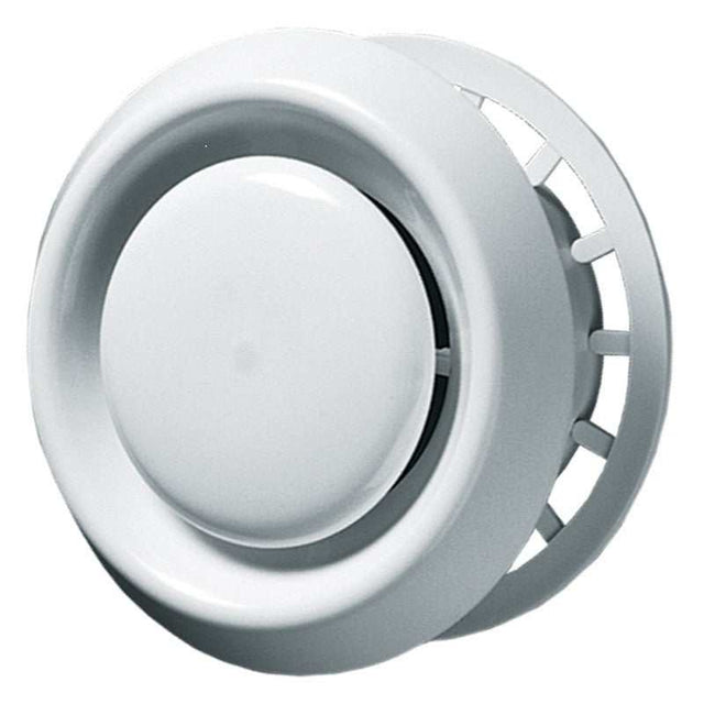 White adjustable heat recovery ventilation ceiling-mounted air valve for MVHR systems with 150mm duct connection