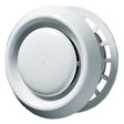 Ceiling mounted white round condensation control vent in white plastic, 200mm diameter