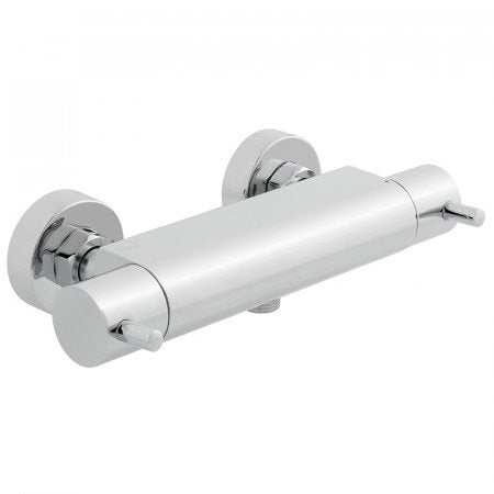 Vado Celsius 1/2" chrome exposed thermostatic shower valve wall mounted with rounded design and dual circular controls