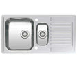 Reginox stainless steel Centurio 1.5 bowl reversible kitchen sink with large draining area and two basket strainer wastes