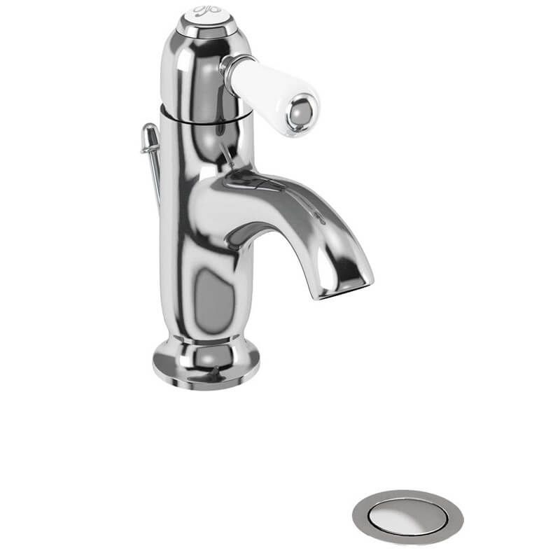 Burlington Chelsea Curved Spout Chrome Basin Mixer With Pop-Up Waste - CH22