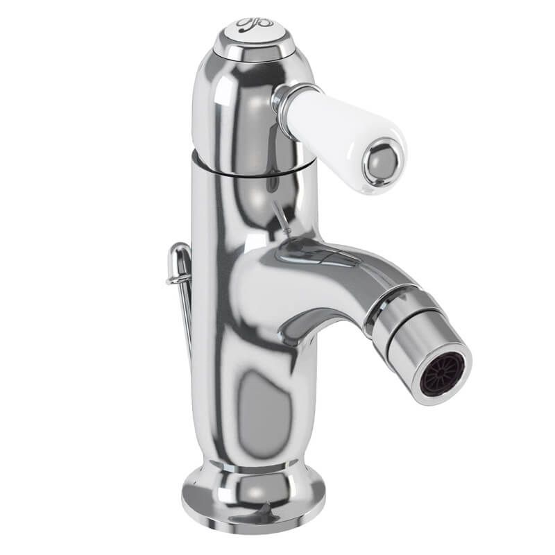 Burlington Chelsea Curved Spout Chrome Bidet Mixer with Pop-Up Waste - CH23