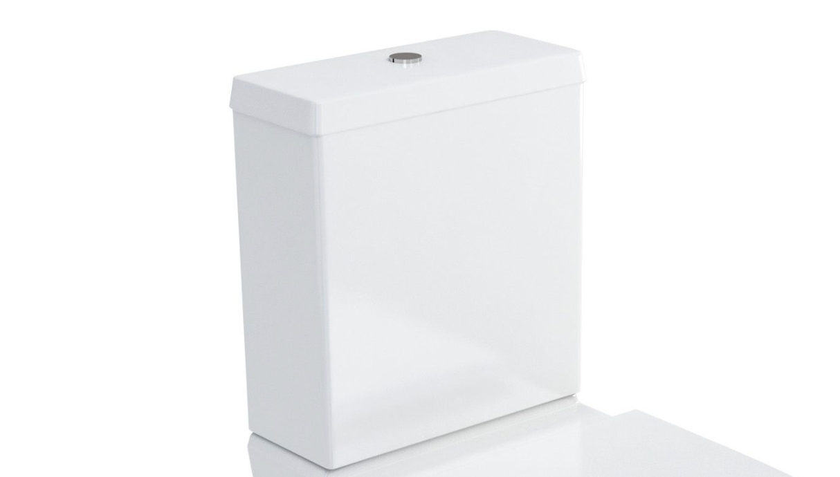 Britton Sphere Close Coupled white vitreous china cistern with dual flush buttons and lid