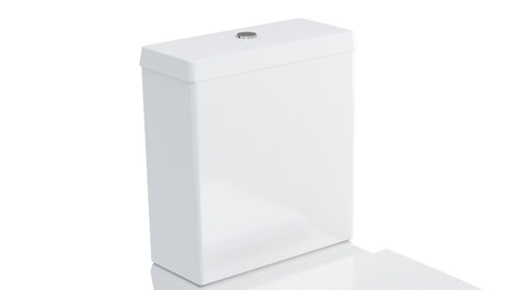 Britton Sphere Close Coupled white vitreous china cistern with dual flush buttons and lid