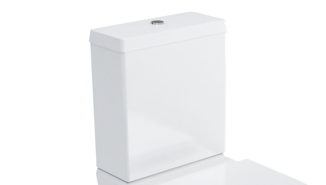Britton Sphere Close Coupled white vitreous china cistern with dual flush buttons and lid
