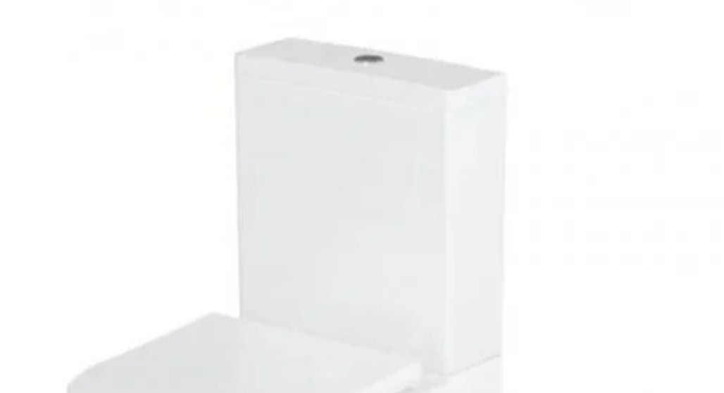 Britton Shoreditch round white vitreous china close coupled cistern with dual flush buttons and fittings