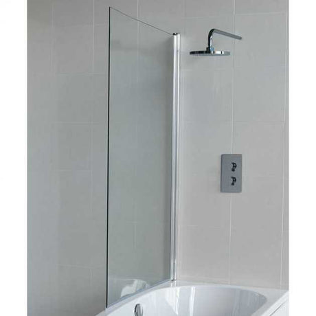 Cleargreen 6mm glass Ecocurve hinged bath screen with anodized aluminum profile and reversible installation