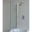 Cleargreen 6mm glass hinged bath screen 1450mm high x 820mm wide clear with aluminium profile on Ecoround shower bath