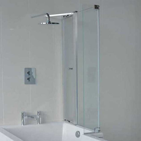 Cleargreen Right Handed 6mm glass hinged end panel bath screen with aluminium frame for EcoSquare baths, clear safety glass with protective coating