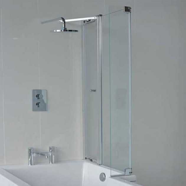 Cleargreen Right Handed 6mm glass hinged end panel bath screen with aluminium frame for EcoSquare baths, clear safety glass with protective coating