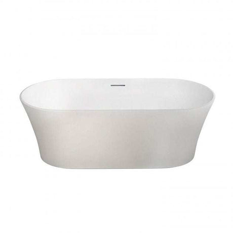 Clearwater Natural Stone Armonia white freestanding bath with curved sides and scratch-resistant finish, 1550mm x 750mm