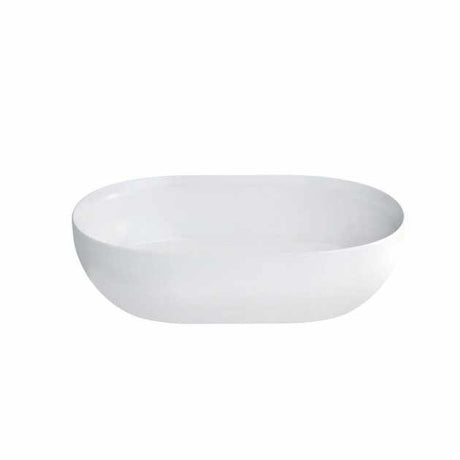 Clearwater Formoso matt white sit-on countertop basin 550mm wide in durable Clear Stone material