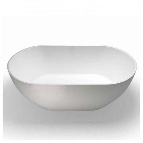 White Clearwater Clear Stone Formoso petite freestanding bath with smooth finish, 1500mm by 800mm, modern design for small bathrooms