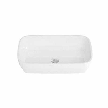 Clearwater 0 Tap Hole rectangular white natural stone sit-on countertop basin 590mm wide