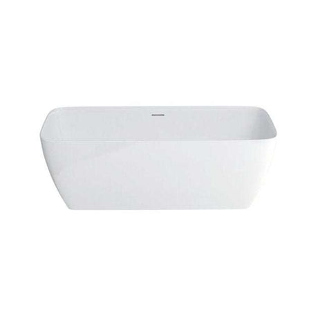 Clearwater Natural Stone Vicenza freestanding white stone bath, 1790mm length, 750mm wide, double-ended design with built-in overflow.