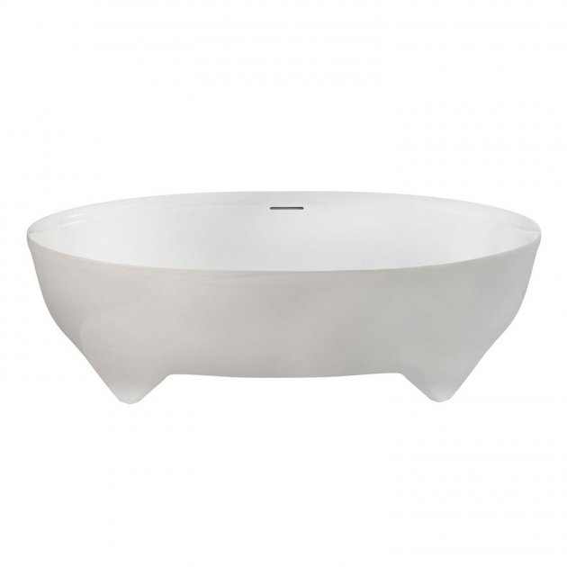 Clearwater Natural Stone Vigore freestanding white bath with built-in feet and integrated overflow, 1700mm by 750mm