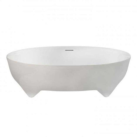 Clearwater Natural Stone Vigore freestanding white bath with built-in feet and integrated overflow, 1700mm by 750mm